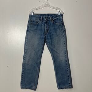 Levi’s 505 Regular Straight Leg Washed 3Pocket Blue Denim Mens Jeans Size‎ 32x30